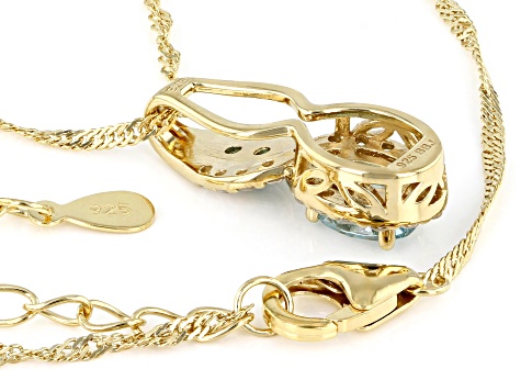 Blue Cabo Delgado Apatite, Apatite & White Zircon 18k Gold Over Silver Pendant Withy Chain 1.45ctw