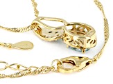 Blue Cabo Delgado Apatite, Apatite & White Zircon 18k Gold Over Silver Pendant Withy Chain 1.45ctw