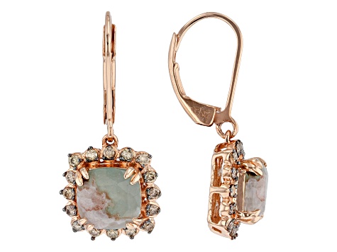 Aquaprase® & Champagne Diamond 18k Rose Gold Over Silver Earrings .42ctw