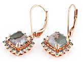 Aquaprase® & Champagne Diamond 18k Rose Gold Over Silver Earrings .42ctw