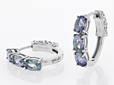 Ocean Tanzanite® Rhodium Over Silver Hoop Earrings 2.30ctw