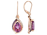 Grape Fluorite, African Amethyst, & White Zircon 18k Rose Gold Over Silver Earrings 5.87ctw