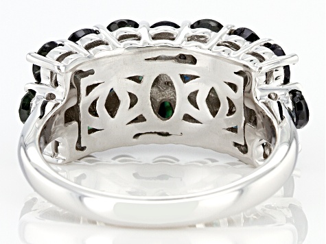 Ocean Sapphire™ Rhodium Over Sterling Silver Ring 3.51ctw