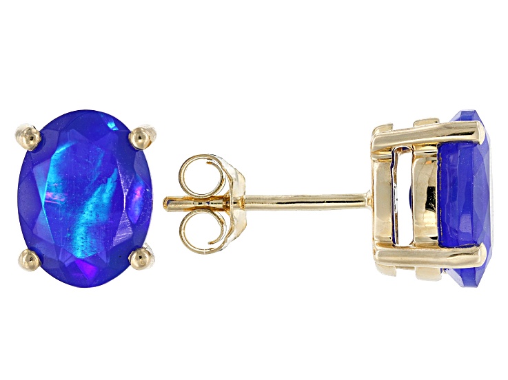 Details about   Solid 10k Gold Casual Earrings with Natural Blue Ethiopian Opal 1.59 Ct.
