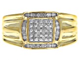 White Diamond 14k Yellow Gold Over Sterling Silver Mens Cluster Ring 0.25ctw