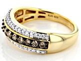 Champagne And White Diamond 14k Yellow Gold Over Sterling Silver Ring 0.65ctw