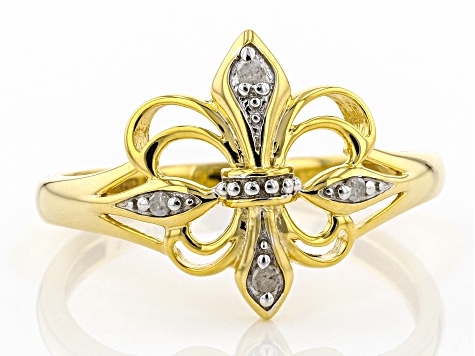 White Diamond Accent 14k Yellow Gold Over Sterling Silver Ring