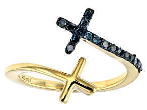 Blue Diamond 14k Yellow Gold Over Sterling Silver Ring 0.20ctw
