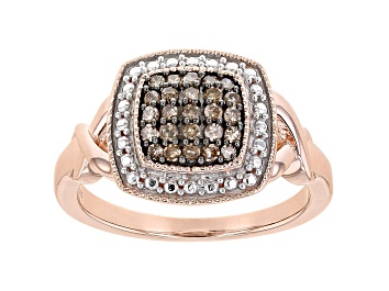 Picture of Champagne Diamond 14K Rose Gold Over Sterling Silver Cluster Ring 0.28ctw