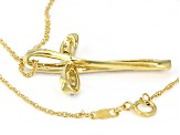 White Diamond 14K Yellow Gold Over Sterling Silver Cross Pendant With 18 Inch Rope Chain 0.18ctw