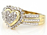 White Diamond 14K Yellow Gold Over Sterling Silver Heart Cluster Ring 0.33ctw