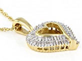 White Diamond 14K Yellow Gold Over Sterling Silver Heart Pendant With Chain 0.50ctw