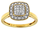 White Diamond 14k Yellow Gold Over Sterling Silver Cluster Ring 0.25ctw