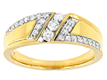 Picture of White Diamond 14k Yellow Gold Over Sterling Silver Men's Ring