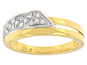 White Diamond 14k Yellow Gold Over Sterling Silver Bypass Ring 0.10ctw