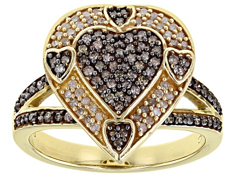 Sterling Silver Champagne Diamond Heart Ring