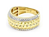 White Diamond 14k Yellow Gold Over Sterling Silver Mens Wide Band Ring 0.33ctw
