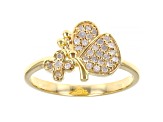 White Diamond 14k Yellow Gold Over Sterling Silver Cluster Butterfly Ring 0.20ctw