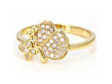 White Diamond 14k Yellow Gold Over Sterling Silver Cluster Butterfly Ring 0.20ctw