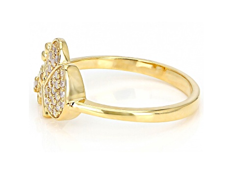 White Diamond 14k Yellow Gold Over Sterling Silver Cluster Butterfly Ring 0.20ctw