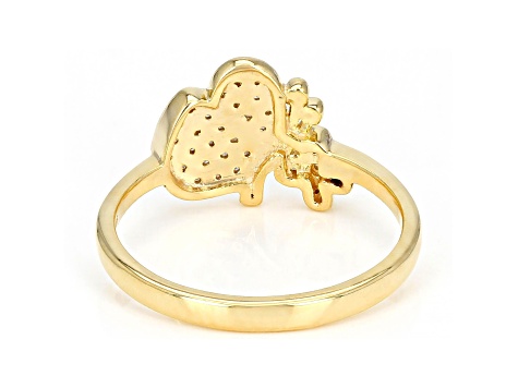 White Diamond 14k Yellow Gold Over Sterling Silver Cluster Butterfly Ring 0.20ctw