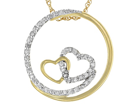 White Diamond 14k Yellow Gold Over Sterling Silver Slide Pendant with Chain 0.25ctw