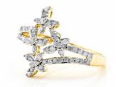 White Diamond 14k Yellow Gold Over Sterling Silver Butterfly Ring 0.36ctw