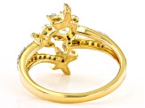 White Diamond 14k Yellow Gold Over Sterling Silver Butterfly Ring 0.36ctw