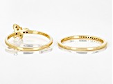 White Diamond Accent 14k Yellow Gold Over Sterling Silver Set of 2 Stackable Rings