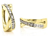 White Diamond 14k Yellow Gold Over Sterling Silver Bypass Earrings 0.50ctw
