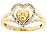 Diamond Accent 14k Yellow Gold Over Sterling Silver Paw Print And Heart Open Design Ring