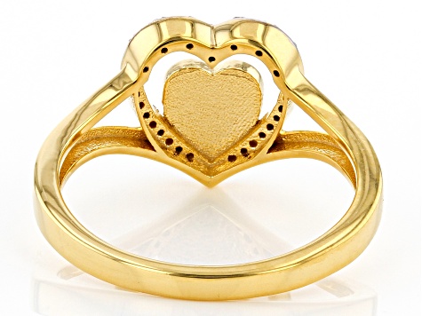 Diamond Accent 14k Yellow Gold Over Sterling Silver Paw Print And Heart Open Design Ring