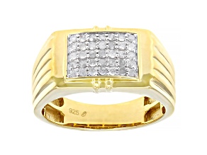 White Diamond 14k Yellow Gold Over Sterling Silver Mens Ring 0.40ctw