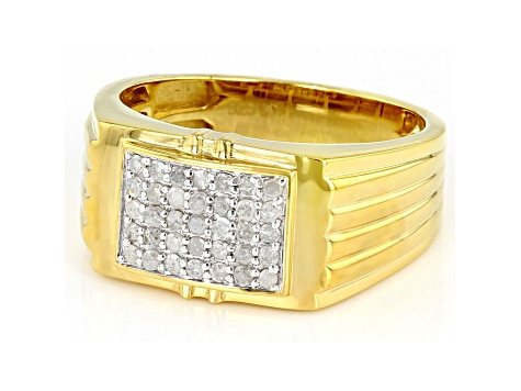 White Diamond 14k Yellow Gold Over Sterling Silver Mens Ring 0.40ctw