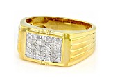 White Diamond 14k Yellow Gold Over Sterling Silver Mens Ring 0.40ctw