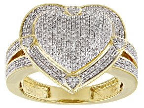 White Diamond 14k Yellow Gold Over Sterling Silver Heart Cluster Ring 0.50ctw