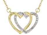 White Diamond 14k Yellow Gold Over Sterling Silver Intertwining Heart Necklace 0.10ctw