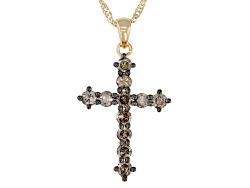 thumbnail image 2 of Best Wishes 18ct Yellow Gold On Silver Plain Cross Pendant & Curb Chain (16-26 Inch, Italy Made) 2 of 6