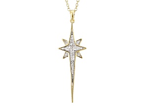 White Diamond 14k Yellow Gold Over Sterling Silver Star Pendant With 20" Cable Chain 0.10ctw