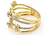White Diamond 14k Yellow Gold Over Sterling Silver Open Design Ring 0.10ctw