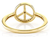 White Diamond Accent 14k Yellow Gold Over Sterling Silver Peace Sign Ring