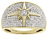 White Diamond 14k Yellow Gold Over Sterling Silver Wide Band Star Ring 0.25ctw