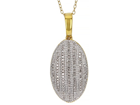 White Diamond 14k Yellow Gold Over Sterling Silver Cluster Pendant With 20" Cable Chain 0.33ctw