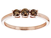 Champagne Diamond 14k Rose Gold Over Sterling Silver 3-Stone Band Ring 0.33ctw