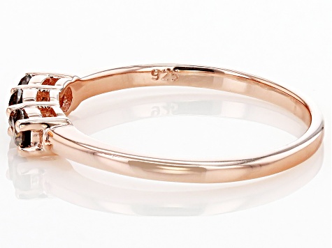 Champagne Diamond 14k Rose Gold Over Sterling Silver 3-Stone Band Ring 0.33ctw