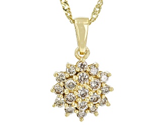 Candlelight Diamonds™ 14k Yellow Gold Over Sterling Silver Cluster Pendant With 18" Chain 0.75ctw