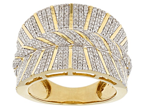 White Diamond 14k Yellow Gold Over Sterling Silver Wide Band Ring 0.50ctw
