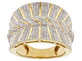 White Diamond 14k Yellow Gold Over Sterling Silver Wide Band Ring 0.50ctw