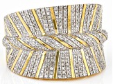 White Diamond 14k Yellow Gold Over Sterling Silver Wide Band Ring 0.50ctw