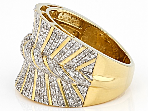 White Diamond 14k Yellow Gold Over Sterling Silver Wide Band Ring 0.50ctw